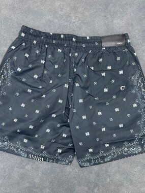 AMIRI Men’s Black Bandana Paisley Swim Shorts- Size Large